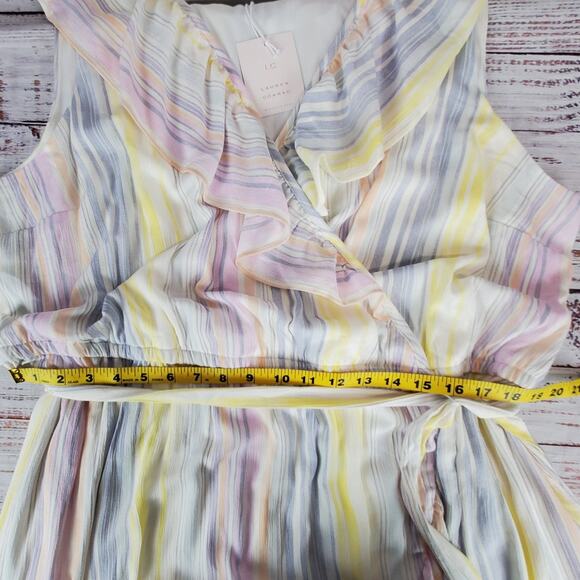 Lauren Conrad Pastel Rainbow Multicolor Faux Wrap Dress Plus Size 2XL NWT - Picture 11 of 14